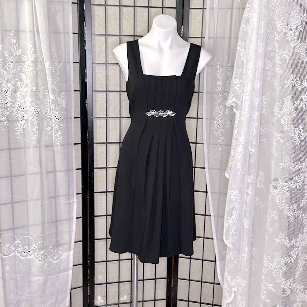 Ann Taylor Loft Crepe Black Dress with Sequence Detail